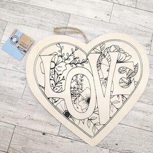 Unfinished Wood Heart LOVE Floral Wall‎ Decor Craft Plaque Crafters Closet NEW